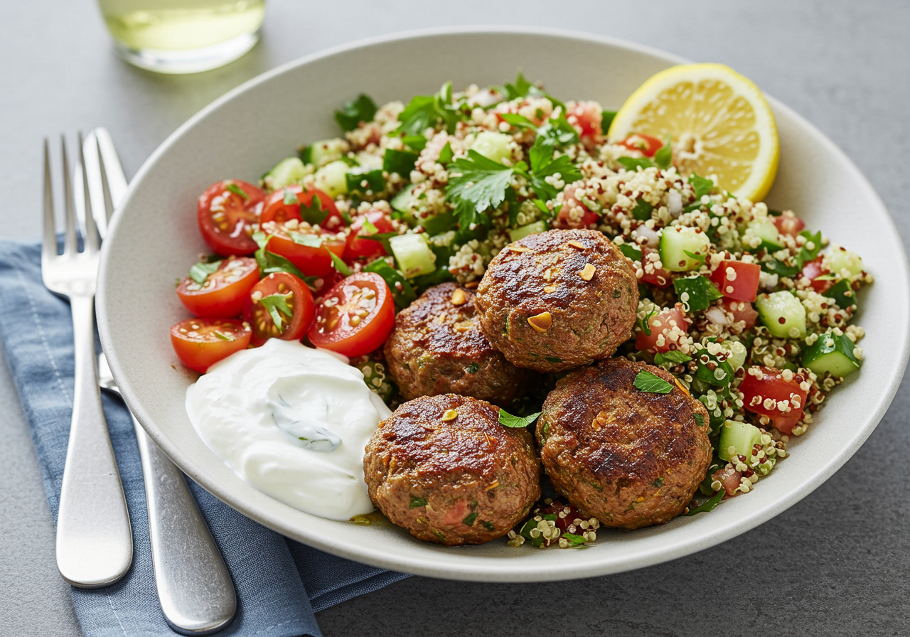 Spiced Lamb Koftas with Quinoa Tabbouleh